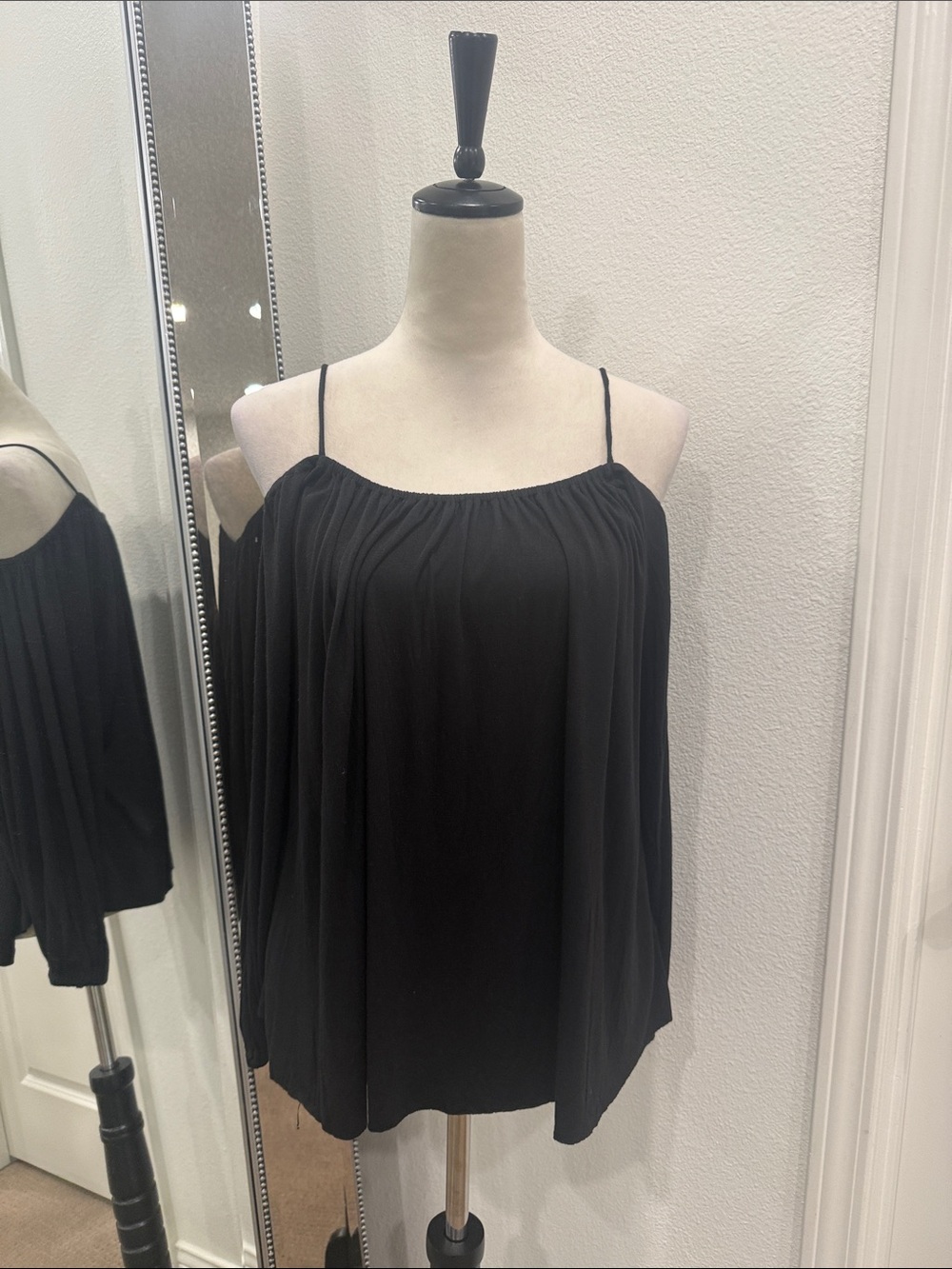 Bailey 44 Black Off-Shoulder Spaghetti Strap Top